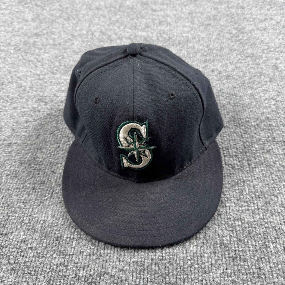 Seattle Mariners Hat Cap Fitted Mens 7 1/8 Blue MLB Baseball Logo New Era